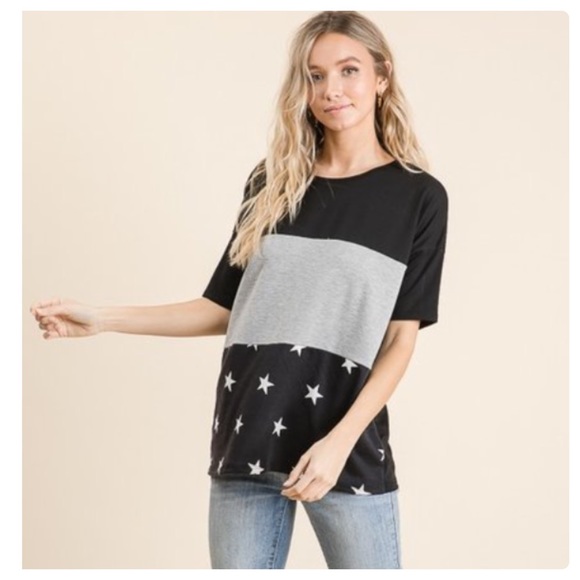 ❤️black star print color block top - Picture 7 of 7
